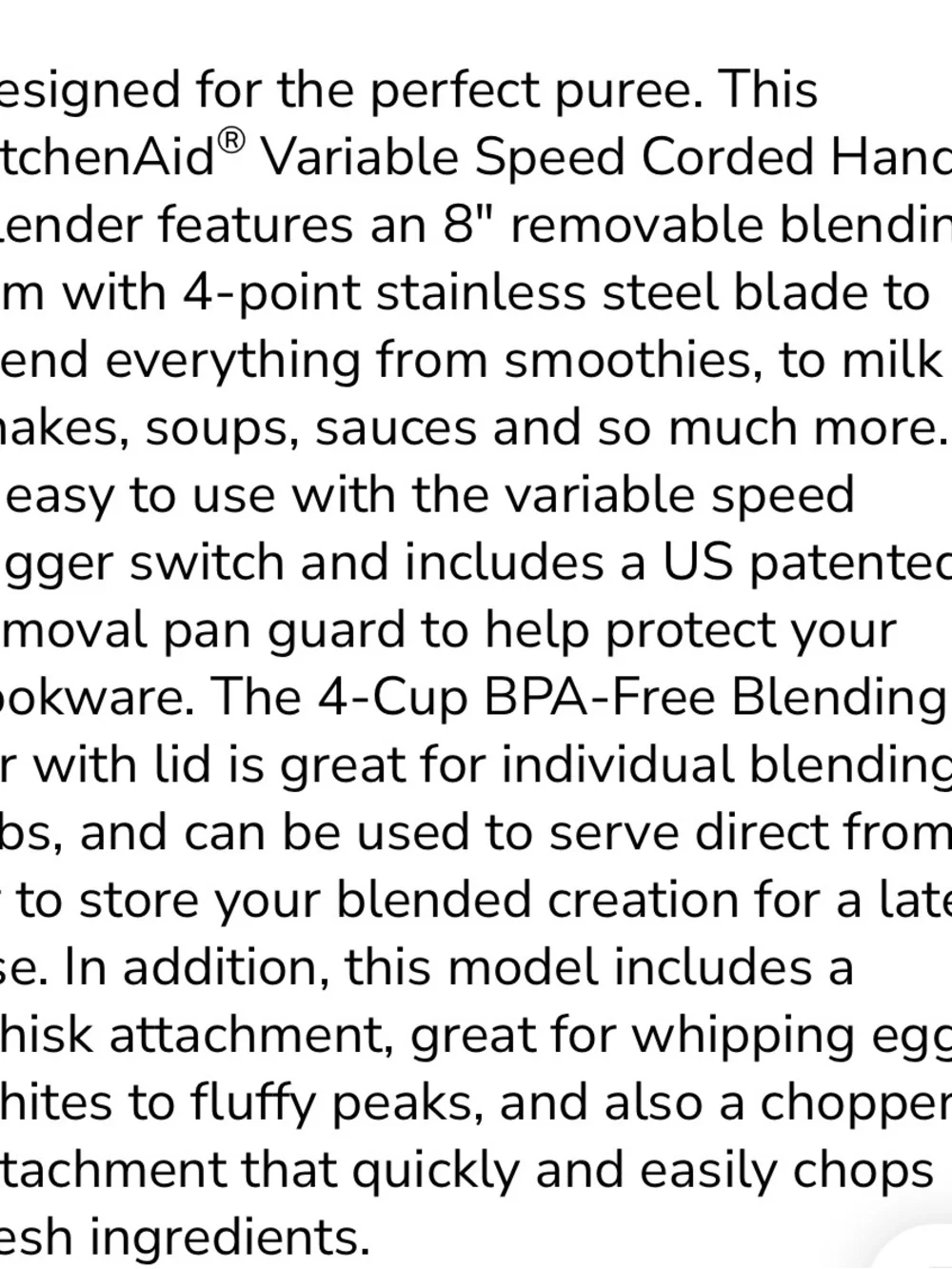 KitchenAid Black Matte Variable Speed Corded Hand Blender with Accessories